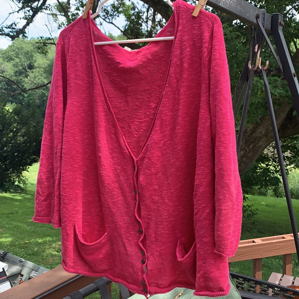 Eileen Fisher Short hot pink cardigan